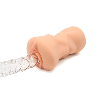 Senturn Janine Swan Masturbator är en köttfärgad TPE masturbator med en texturerad klar stav i ena änden för intensifierad vaginalupplevelse.