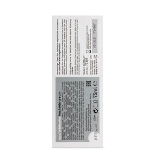 En låda med Bright Up Analblekningskräm, en återfuktande produkt för känslig hud. Innehåller ingredienser, användning och fördelar för att lugna känslig hud. Volym: 75 ml.