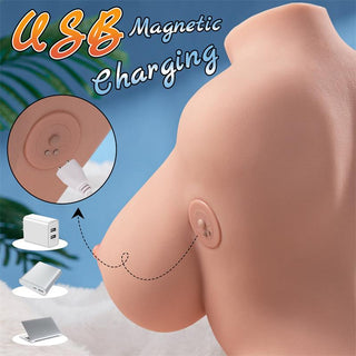 Xise Dennehy Torso, silikon, magnetisk USB-laddning, appstyrd enhet med medföljande kabel, neutral färg.