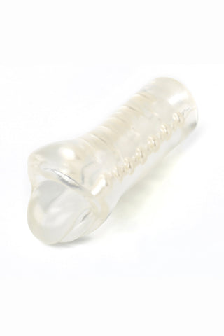 Tolerance Mouth Full Masturbator har en genomskinlig, texturerad silikonhylsa med stimulerande åsar och en rundad, sluten spets, vilket ger en realistisk upplevelse i Zero Tolerances signaturdesign.
