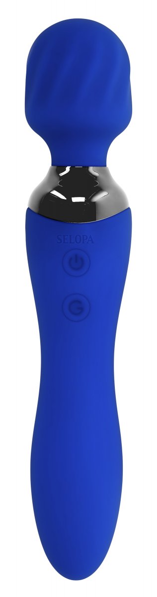 Selopa Blue Belle Wand är en elegant, ergonomisk blå handhållen massageapparat med ett flexibelt rundat huvud och smidigt handtag. Den har ett bekvämt USB-laddningsbar-system och två kontrollknappar, som erbjuder både stil och användarvänlig design.