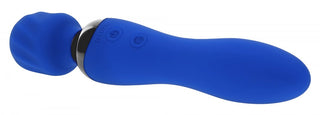 Selopa Blue Belle Wand är en elegant, blå, ergonomisk handhållen massageapparat med ett rundat huvud och böjt handtag. Den har två kontrollknappar och erbjuder bekvämligheten med USB-laddning, vilket säkerställer enkel användning.