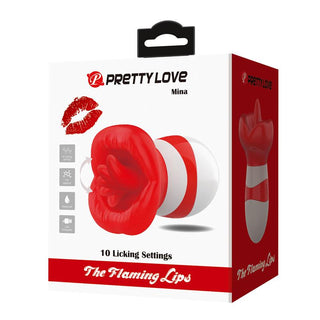 Pretty Love Mina Licking Stimulator, röd och vit silikon, kompakt vattentät design med flera inställningar.