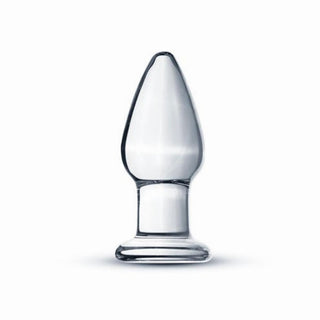 Gildo Klar Glasplugg är en transparent glasplugg gjord av kroppssäkert glas, designad för att stå upprätt på ett plant underlag.