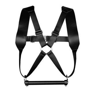 BDSM-selen har breda, vadderade, svarta, justerbara remmar och en horisontell stång i botten, vilket gör den idealisk för bondage och dominanslekar.