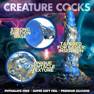 Lord Kraken Tentacle Dildo har en design med fantasitema med invecklad tentakelstruktur, en robust sugbas och en avsmalnande spets. Tillverkad av kroppssäkert silikon, fångar den mysteriet med stormiga hav.