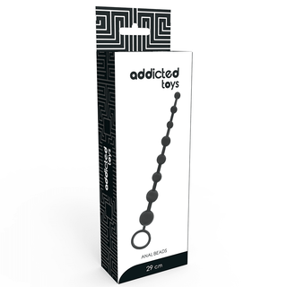 Analkulor Addicted Toys 29 cm förpackning har en elegant svartvit design med en produktbild som framhäver dess kroppssäkert silikon.