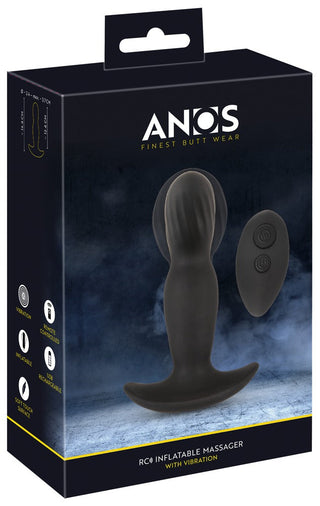 Anos Finest Buttplug Med Fjärr är en uppblåsbar massageapparat med vibration gjord av högkvalitativt silikon och inkluderar en praktisk fjärrkontrollsfunktion för bekvämlighet.