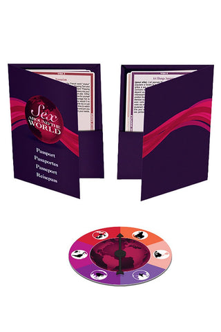 Brädspelet Sex Around The World Sexspel innehåller passkort och en spinner med en världskarta och spännande symboler, som erbjuder en lekfull twist som påminner om Kama Sutra.