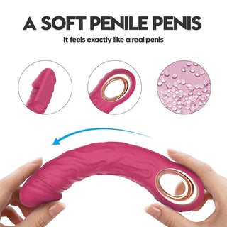 Lovetoys Dildovibrator med ringhandtag, köttfärgad silikon, realistisk textur, flexibelt skaft som visas i närbild.
