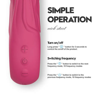 Dildovibrator i rosa silikon med integrerade kontrollknappar och en slät, konturerad design.