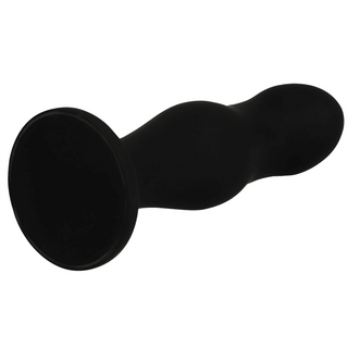 Black&Silver Silikon Buttplug erbjuder en ergonomisk design med en utsvängd bas och lökform för bekväm användning.