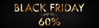 Black Friday-banner med elegant guldfärgad text mot svart bakgrund och erbjudande om upp till 60% rabatt