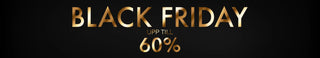 Black Friday-banner med elegant guldfärgad text mot svart bakgrund och erbjudande om 60% rabatt