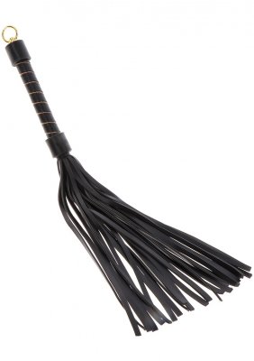 Dyk in i spänningen i BDSM med TabooM Studded Flogger. Denna svarta PU-läder flogger har ett öglehandtag och flera långa lädersvansar, perfekt för att skämma bort dina fantasier.