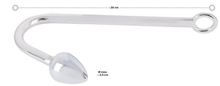 Metall Analkrok - 24 cm är ett elegant, silver krokformat föremål med en spetsig ände och ögla handtag, tillverkad av högkvalitativ metall. Dess unika design gör den till ett enastående tillägg till alla bondagekollektioner.