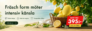 Lemon sugvibrator i gul silikon bland färska citroner med sommarkampanj – just nu 395 kr hos Taboo.