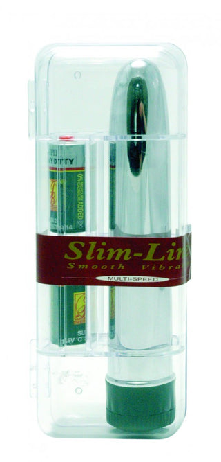 Slim-Line Vibrator Silver har en elegant design med batterier som ingår i ett transparent fodral, och erbjuder anpassningsbara vibrationer för att förbättra din upplevelse.