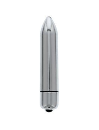 Climax Bulletvibrator är ett elegant, silver, kulformat föremål med en slät yta, som står upprätt mot en vanlig bakgrund och erbjuder diskret design och kraftfulla vibrationer för att förbättra din upplevelse.