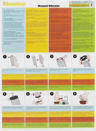 Utforska Cloneboy Vibrator-manualen för levande, steg-för-steg-illustrationer som förenklar att skapa din personliga silikonvibrator med precision och stil.