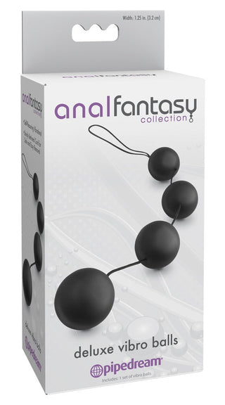 Box med Analkulor Vibro Balls från Anal Fantasy Collection Deluxe, med snygg svart design på förpackningen för bäckenbottenträning.