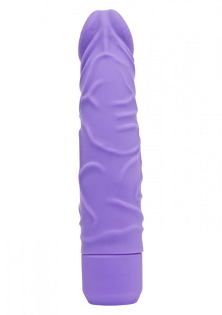 The Vibrator - Get Real - 20 cm Lila, med lila silikon och strukturerad yta, visas mot en vit bakgrund.