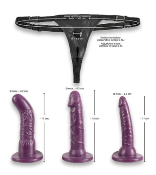 Bad Kitty - Strap-On Set innehåller tre unikt formade dildos och en justerbar sele för perfekt passform.