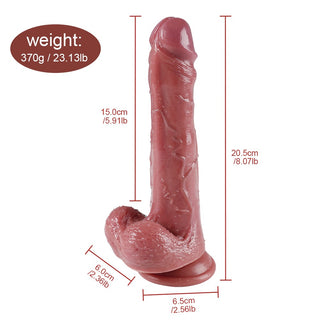 En Hismith Thrusting Dildo i rosa, med realistiska detaljer med visade mått och vikt, erbjuder en kraftfull teleskopisk upplevelse.