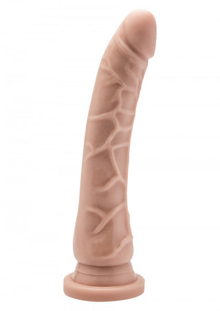 En Get Real 20 cm Sugproppsdildo i beige har strukturerade vener och en stark sugpropp för säker placering.