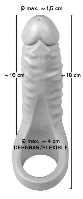 Förbättra njutningen med den anatomiskt formade Ribbed Grey Silicone Sleeve, designad för ultimat komfort. Para ihop Double Trouble Kukring med ett vattenbaserat glidmedel för en optimal upplevelse.