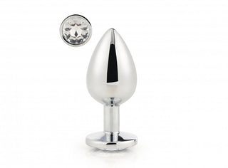 Gleaming Love Silver Plug Large är en högkvalitativ aluminiumplugg med en juvel på basen, perfekt för att förbättra anal njutning.