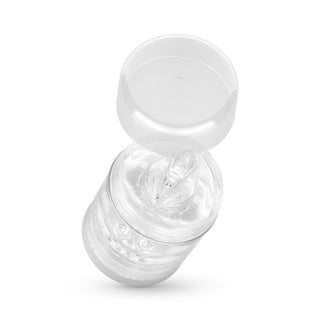 FPPR Dubbel Masturbator är ett elegant, transparent timglas tillverkat av flexibelt material med klar sand och en strukturerad yta. Den är elegant vinklad och förkroppsligar modern design.