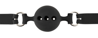 Utforska Gag - Bad Kitty - Medium Silicone Gag, en svart silikonkula med tre andningshål och justerbara silikonbandsremmar för komfort.