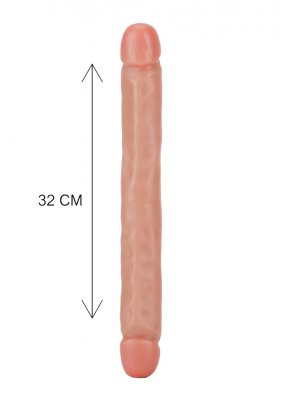 Toy Joy Dubbeldildo 12-tum, en dubbelsidig leksak som visas vertikalt, är 32 cm lång och har en ergonomisk design gjord av säkert kroppssäkert-material för bekväm användning.