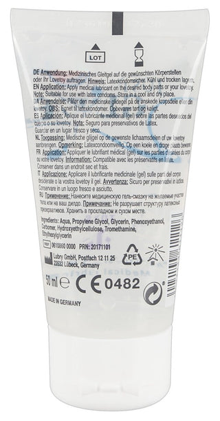 Just Glide Toys Glidmedel är en 50 ml tub med medicinskt smörjmedel, stolt tillverkad i Tyskland. Den är perfekt att använda med sexleksaker och kompatibel med latexkondomer. Den innehåller flerspråkiga instruktioner för enkel användning.