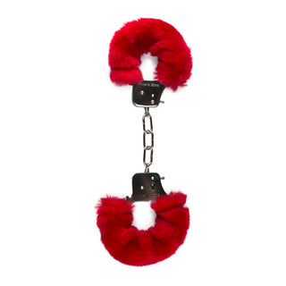 Röda fluffiga manschetter dubbade Easytoys Metall Handbojor kommer med en metallkedja, perfekt för nyhet. Dessa mjuka luddmanschetter ger en lekfull twist till alla miljöer och erbjuder en underhållande version av traditionella begränsningar.