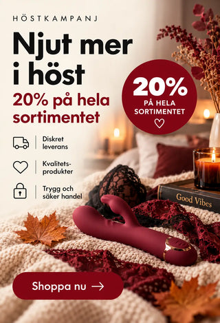 20% på hela sortimentet under Taboo.se höstkampanj – diskret leverans, kvalitetsprodukter och trygg handel.