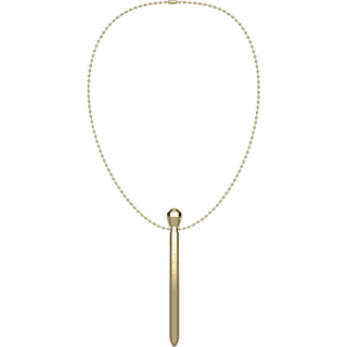 Guld Vibrator Halsband inkluderar ett halsband i guldkedja med ett vertikalt hänge med en invecklad pärldesign som ger diskreta vibrationer för en förbättrad intim upplevelse.