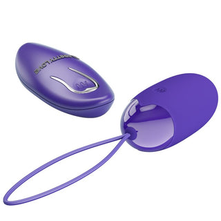 Pretty Love Berger Vibratorägg är en lila, bärbar ergonomisk enhet med en smidig oval design och en fäst ögla för enkel hantering, som kombinerar komfort och stil i ett elegant paket.