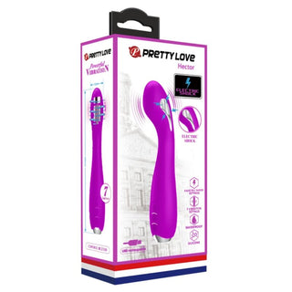 G-punktsvibrator i lila silikon med E-stim-funktion, uppladdningsbar via USB, 7 lägen och ergonomisk, böjd design.