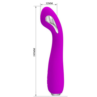 Pretty Love Hector Vibrator i lila silikon med E-stim, 195 mm x 32 mm, visas mot en enfärgad bakgrund.