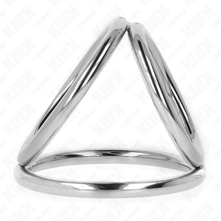 Trippel penisring i polerat silver med minimalistisk geometrisk design och släta ytor.