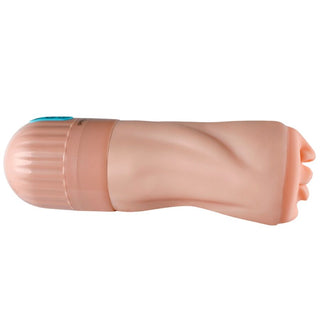 XISE Suctroker Munmasturbator är en köttfärgad, cylindrisk vuxenleksak med ett texturerat grepp, realistisk munöppning och kraftfulla vibrationer för ökad njutning.