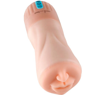 XISE Suctroker Munmasturbator är en köttfärgad realistisk munmasturbator för män med en verklighetstrogen munöppning, sugfunktion och blå kontrollknappar för kraftfulla vibrationer.