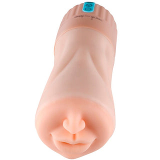 XISE Suctroker Munmasturbator är en köttfärgad, realistisk munmasturbator för män, med verklighetstrogna läppar och blå kontroller för att aktivera sug och kraftfulla vibrationer.