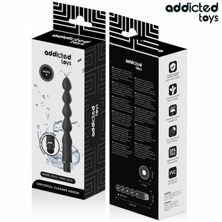 Analdusch med Adapter, 22 cm, svart och vit, slät cylindrisk design, troligen plast- eller silikonmaterial.