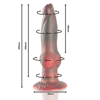 En lila silikonvibrator med en utsvängd bas står upprätt, med ett smidigt skaft och ergonomisk design.