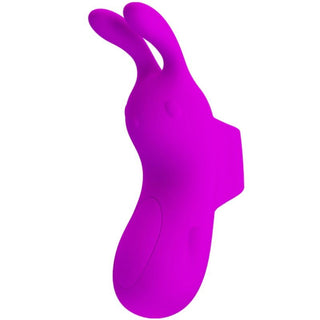 Ljuslila fingervibrator i silikon med kaninöron.