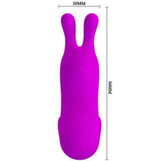 Ljuslila silikonvibrator av märket Pretty Love i rabbit-modell, 30 mm × 94 mm.