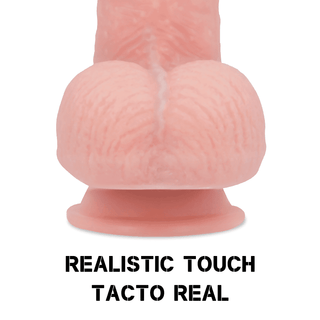 Lizuid Silicone Premium Mustang är en rosa silikondildo från Rock Army-kollektionen, med en sugbas och realistisk struktur för en verklighetstrogen upplevelse. Texten lyder REALISTIC TOUCH TACTO REAL.
